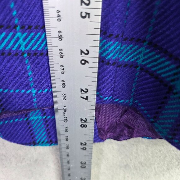 Womens Evan Picone Vintage Purple & Teal Plaid Blazer Jacket Size 8 - Picture 6 of 7